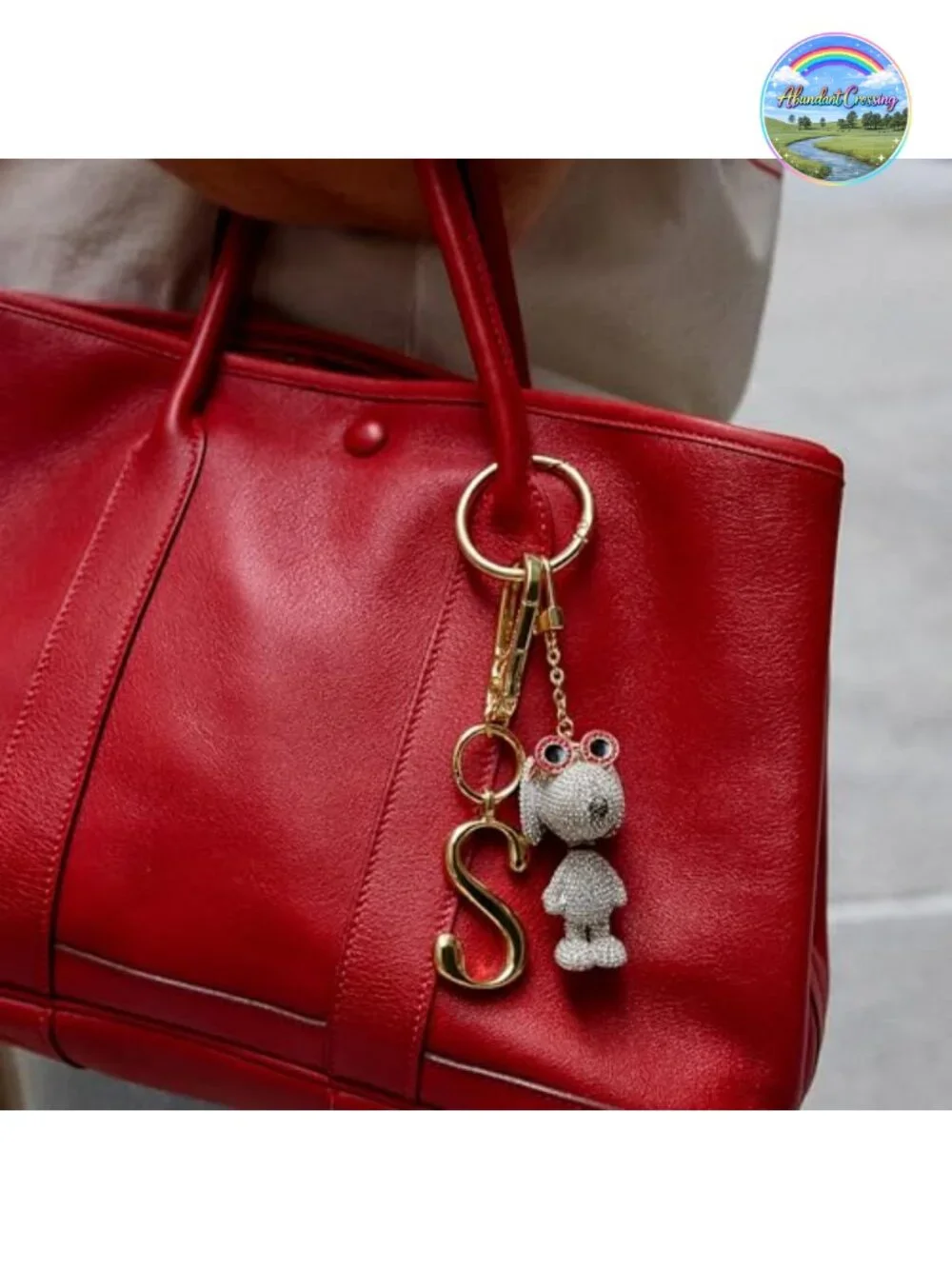 Crystal Enamel Snoopy Bag Charm Keychain 3D